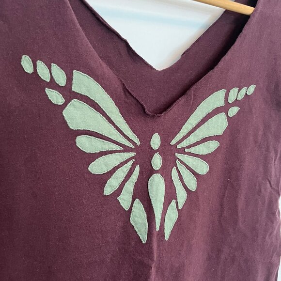 Unique Butterfly Top. 100% Cotton. Made in Nepal. Maroon. Size S-M. Womens. - Picture 1 of 7